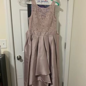 Champagne/ dusty rose high low gown.